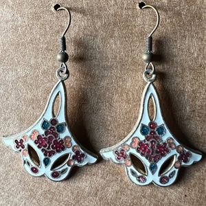 Gorgeous Vintage Sea Gems UK Celtic Cloisonné Enamel Dangle Drop Earrings